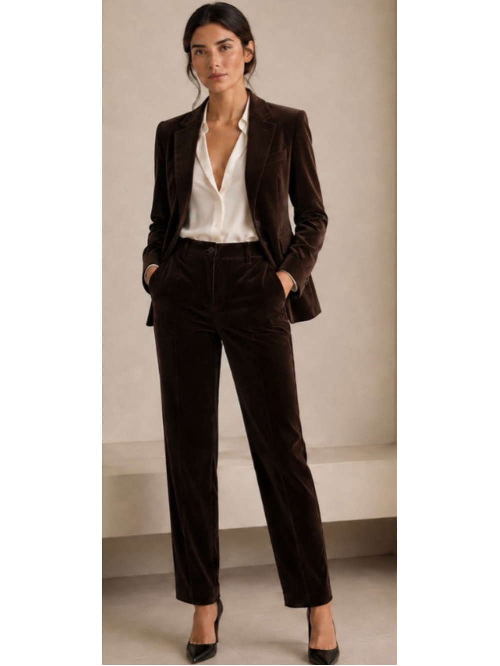 Miu Miu Velvet Trousers in Dark Chocolate Brown 44/8 New Luxury Italian